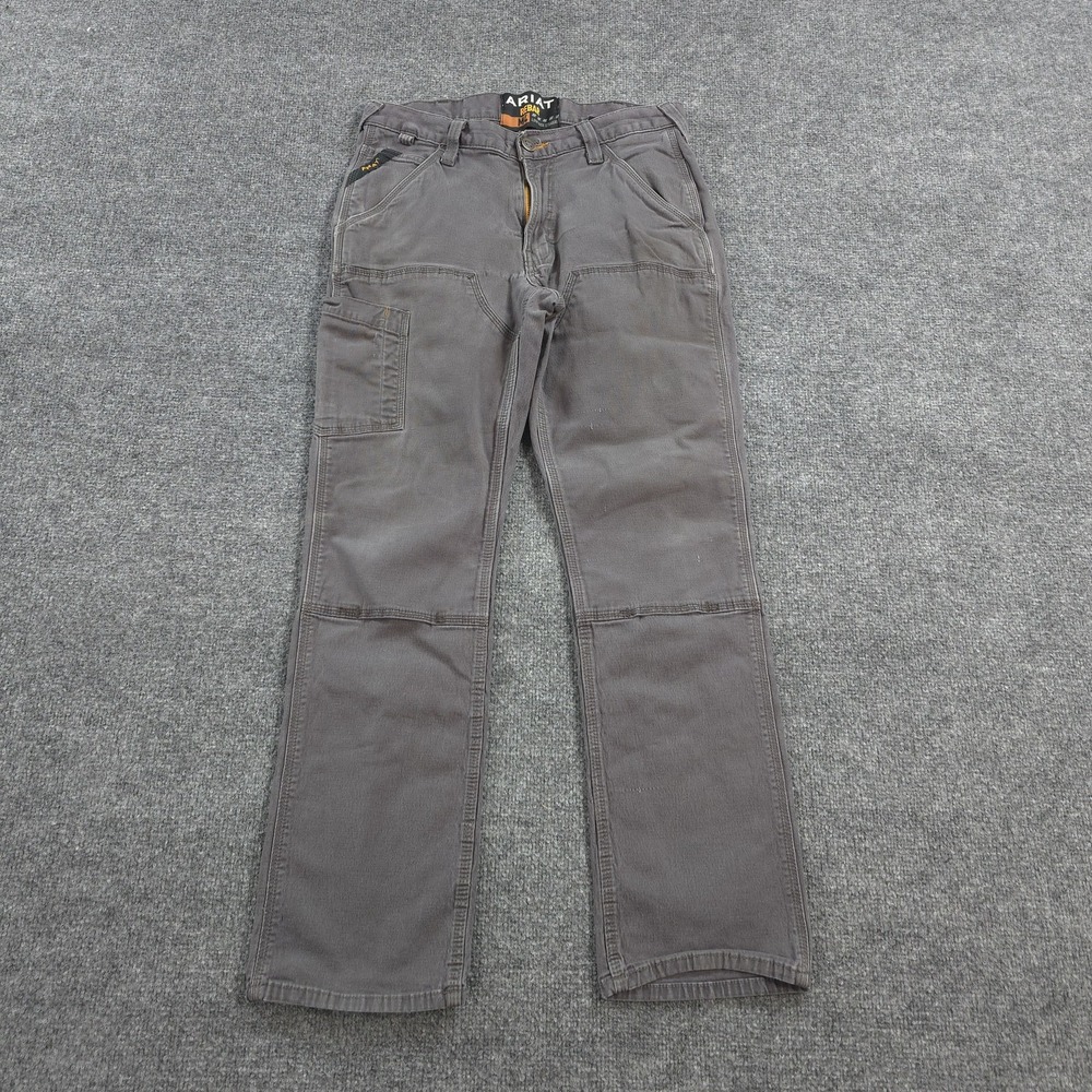 Ariat Pants Mens 32x30 Gray Rebar M4 Low Rise Straight Double Knee Canvas Work